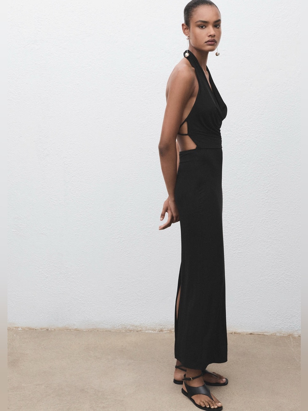 Mango Draped Open-Back Dress
- Black - Halter Maxi Dress 90s slinky - SZ S - NWT